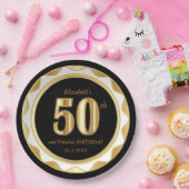 50e verjaardag / Jubileum - zwart & goud Papieren Bordje (Feest)