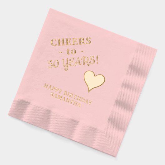 50e verjaardag juicht hartennaam elke leeftijd folie servetten (Links)