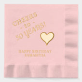 50e verjaardag juicht hartennaam elke leeftijd folie servetten (Voorkant)