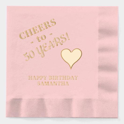 50e verjaardag juicht hartennaam elke leeftijd folie servetten (Voorkant)