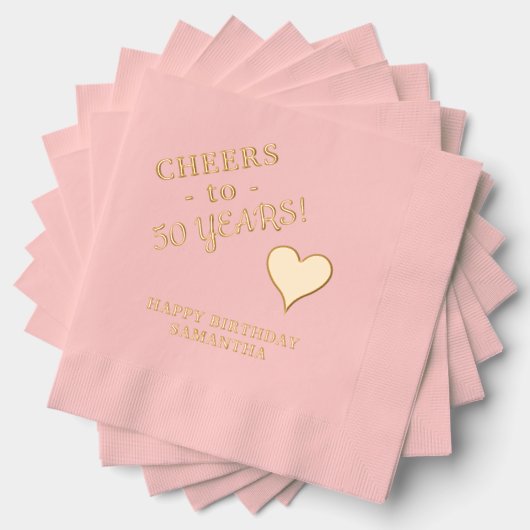 50e verjaardag juicht hartennaam elke leeftijd folie servetten (Insitu (Gestapeld))