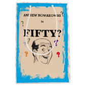 50e Verjaardag Kaal Man Funny Surprise Medium Cadeauzakje (Voorkant)