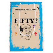 50e Verjaardag Kaal Man Funny Surprise Medium Cadeauzakje (Achterkant)