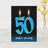 50e verjaardag Kaarsen met Eyebollen Kaart (Gele Bloem)