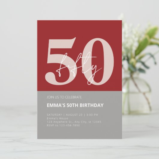 50e verjaardag kaart (Staand voorkant)