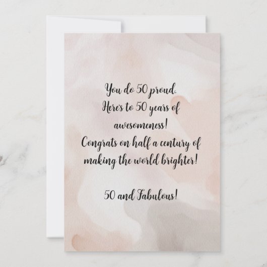 50e verjaardag Kaart 'Je bent geweldig' (Achterkant)