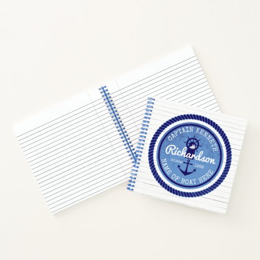 50e verjaardag kapitein Nautical Rope Anchor Helm Notitieboek (Binnen)