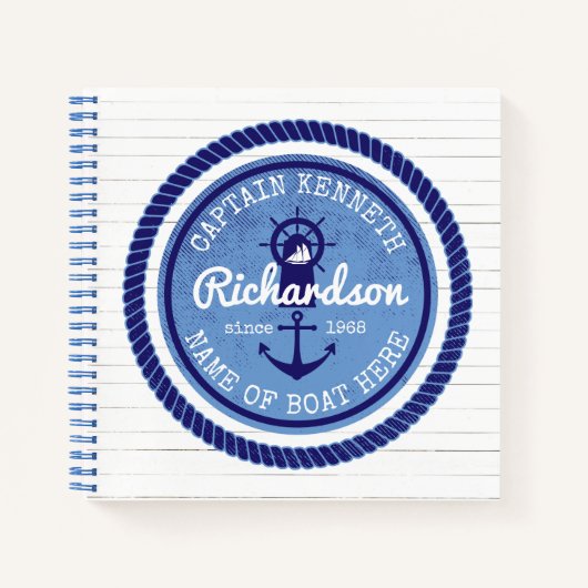 50e verjaardag kapitein Nautical Rope Anchor Helm Notitieboek (Voorkant)