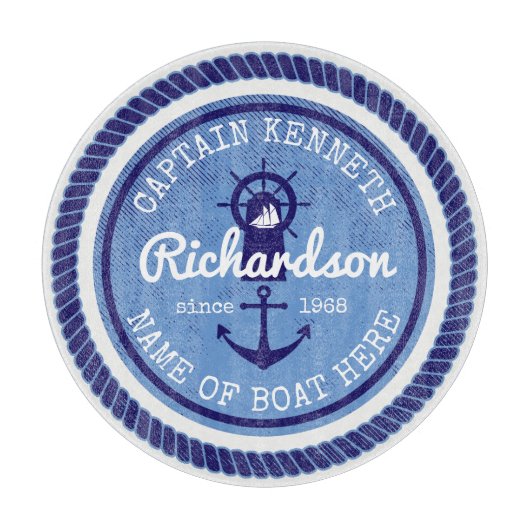 50e verjaardag kapitein Nautical Rope Anchor Helm Snijplank (Voorkant)