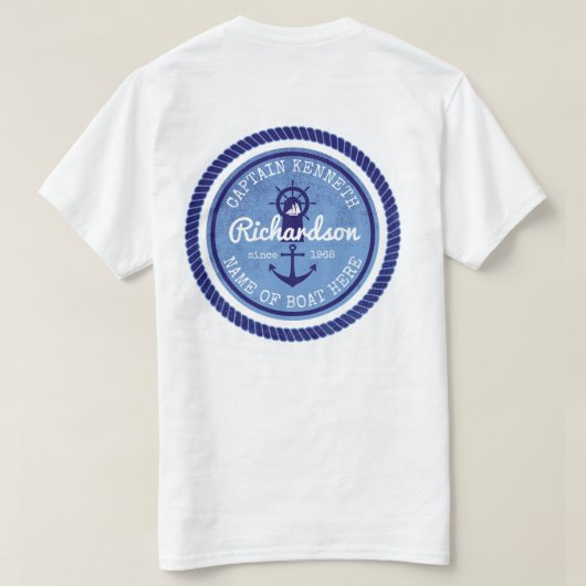 50e verjaardag kapitein Nautical Rope Anchor Helm T-shirt (Design achterkant)