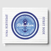 50e verjaardag Kapitein Nautical Rope Anker Helm Gastenboek (Voorkant)