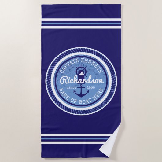 50e verjaardag Kapitein Scheepvaart Touw Anker Roe Strandlaken (Voorkant)