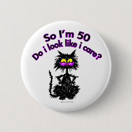 50e verjaardag kat cadeautjes ronde button 5,7 cm