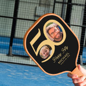 50e verjaardag Keepsake Zwart Goud 2 foto's Naam Pickleball Paddle