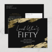50e verjaardag Kijk wie Goud Zwart Save the Date Briefkaart (Voorkant / Achterkant)