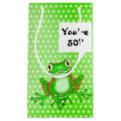 50e verjaardag kikker op pooldots klein cadeauzakje (Voorkant)