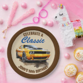 50e verjaardag klassieke gele spier auto papieren bordje (Feest)