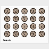 50e verjaardag Klassieke Ronde Sticker (Vel)