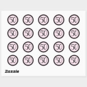 50e verjaardag Klassieke Ronde Sticker (Vel)