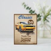50e verjaardag klassieke spier auto dank u briefkaart (Staand voorkant)