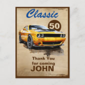 50e verjaardag klassieke spier auto dank u briefkaart (Voorkant)