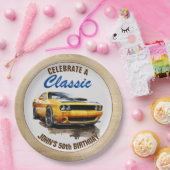 50e verjaardag klassieke spier auto papieren bordje (Feest)