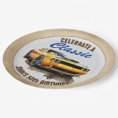 50e verjaardag klassieke spier auto papieren bordje (Gekanteld)