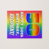 50e verjaardag: kleurrijk, vun regenboogpatroon # legpuzzel (Horizontaal)