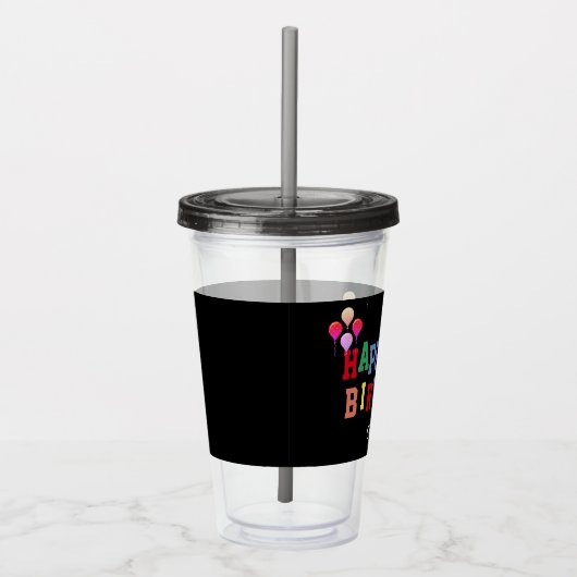 50e verjaardag kleurrijke ballonnen gepersonalisee acryl drinkbeker (Rechts)