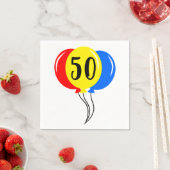 50e verjaardag kleurrijke ballonnen servet (Insitu)