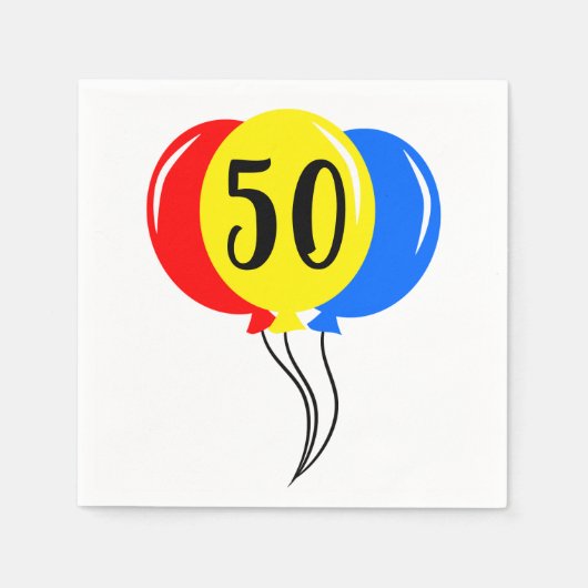 50e verjaardag kleurrijke ballonnen servet (Voorkant)