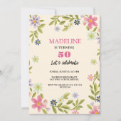50e verjaardag kleurrijke bloemen lieve verjaardag kaart (Voorkant)