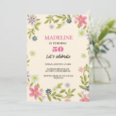 50e verjaardag kleurrijke bloemen lieve verjaardag kaart (Staand voorkant)