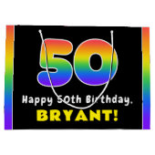 50e verjaardag: Kleurrijke regenboog # 50, Aangepa Groot Cadeauzakje (Achterkant)