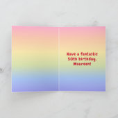 50e verjaardag: Kleurrijke regenboog # 50, Aangepa Kaart (Binnen)
