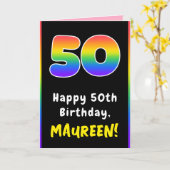 50e verjaardag: Kleurrijke regenboog # 50, Aangepa Kaart (Gele Bloem)