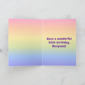 50e verjaardag: Kleurrijke regenboog # 50, Aangepa Kaart (Binnen)