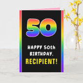 50e verjaardag: Kleurrijke regenboog # 50, Aangepa Kaart (Gele Bloem)