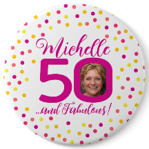 50e verjaardag kleurrijke roze gele confetti foto