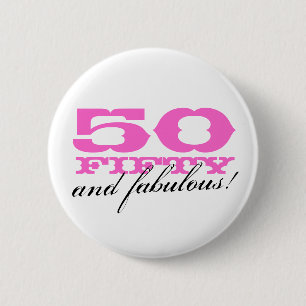 50e verjaardag knop 50 en fantastisch! ronde button 5,7 cm