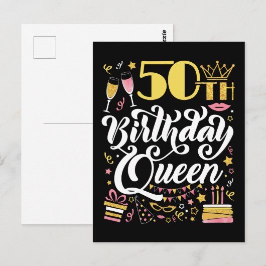 50e verjaardag koningin briefkaart (Voorkant / Achterkant)