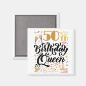 50e verjaardag koningin magneet (Voorkant / Achterkant)