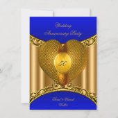50e verjaardag Koningsblauw Gouden Hart Kaart (Voorkant)