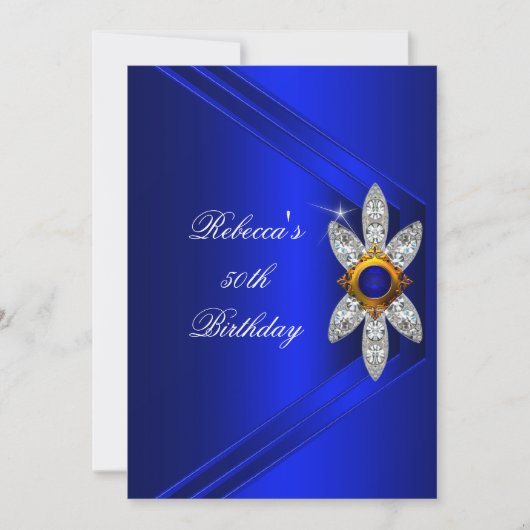 50e verjaardag Koninklijk Blauw Diamond Afbeelding Kaart (Voorkant)