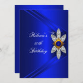 50e verjaardag Koninklijk Blauw Diamond Afbeelding Kaart (Voorkant / Achterkant)