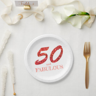 50e verjaardag Koraal Glitter Sparkle Papieren Bordje