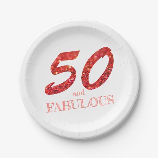 50e verjaardag Koraal Glitter Sparkle Papieren Bordje (Voorkant)