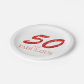 50e verjaardag Koraal Glitter Sparkle Papieren Bordje (Gekanteld)