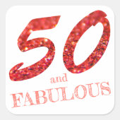 50e verjaardag Koraal Glitter Sparkle Vierkante Sticker (Voorkant)