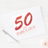 50e verjaardag Koraal Glitter Sparkle Vierkante Sticker (Envelop)